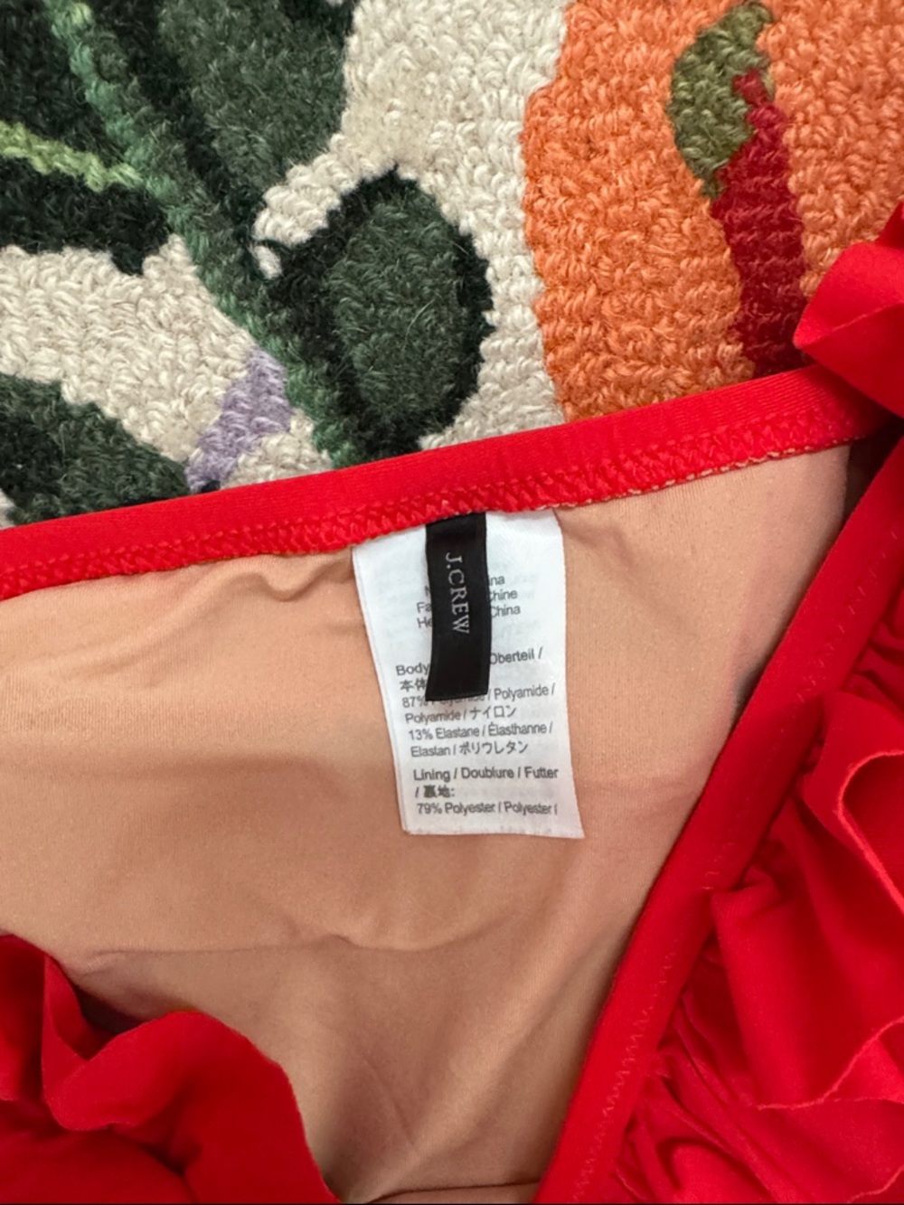 J Crew Red Ruffle One-Piece Swimsuit - Picture 2 of 4